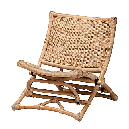 bali & pari Herrara Modern Bohemian Foldable Lounge Chair, 27-5/8”H x 26-7/16”W x 27-5/8”D, Natural Brown/Antique Rattan