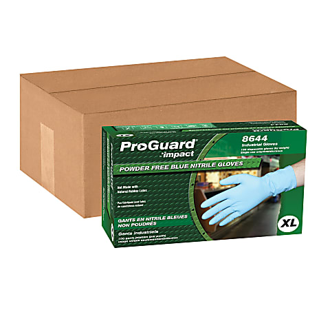 ProGuard General Purpose Nitrile Powder-free Gloves - X-Large Size - Nitrile - Blue - Ambidextrous, Puncture Resistant, Disposable, Powder-free, Allergen-free, Beaded Cuff, Comfortable, Textured Grip - For Chemical, Laboratory Application, Food Handl