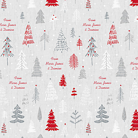 Custom Full-Color Gloss Finish Wrapping Paper, Standard Roll, 7' x 29-1/4", Christmas Or Holiday Festive Forest