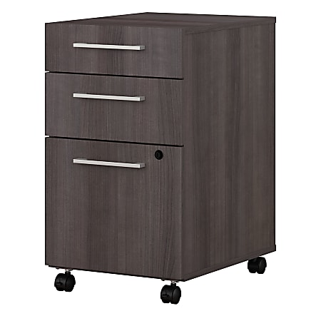 Bush Business Furniture 400 20-1/6"D Vertical 3-Drawer Mobile File Cabinet, Storm Gray, Premium Installation