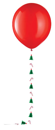 Amscan Balloon With Christmas Tree And Candy Cane Tail, 24", Red/Multicolor