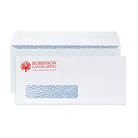 Custom #10, 1-Color Security Business Window Envelopes With Single Window, Peel & Seal, 4-1/8" x 9-1/2", White Wove, Box Of 500
