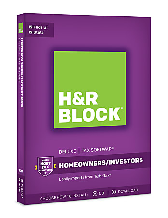 H&R Block® Deluxe & State 2017 Tax Software, For PC/Mac®, Disc