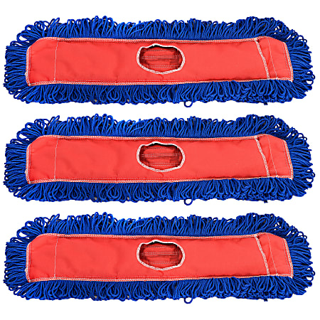 Alpine Microfiber Dust/Dry Mop Replacement Heads, 24", Blue, Pack Of 3 Heads