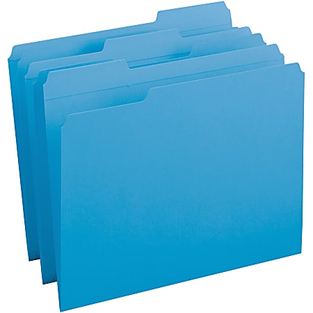 Business Source Reinforced Tab Colored File Folders Blue 10 Recycled ...