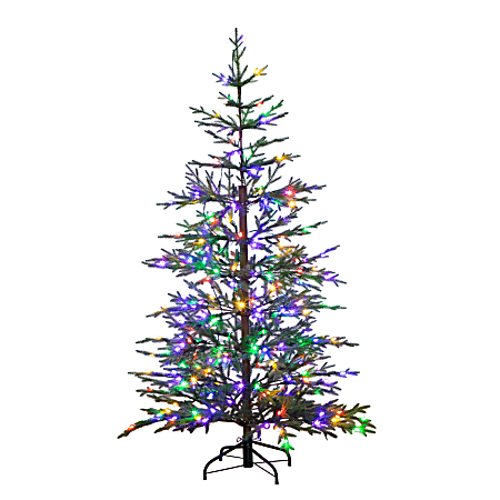Nearly Natural 6’H Pre-Lit Artificial Natural Fresh Cut Fir Christmas Tree, 72”H x 48”W x 48”D, Green - T4801