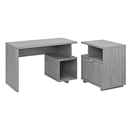 kathy ireland® Home by Bush Furniture Madison Avenue 48"W Writing Desk With Lateral File Cabinet, Modern Gray, Standard Delivery