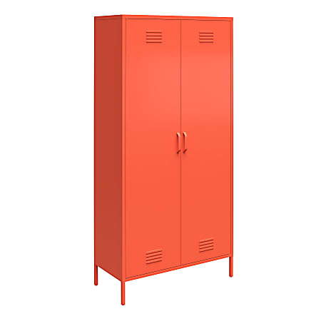 Ameriwood™ Home Cache Tall 2-Door Metal Locker Cabinet, 72-7/8”H x 35-7/16”W x 15-3/4”D, Orange