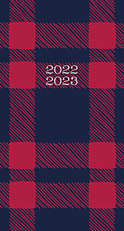 Willow Creek Press 2-Year Monthly Checkbook/Calendar, 3-1/2" x 6-1/2", Plaid, January 2022 To December 2023