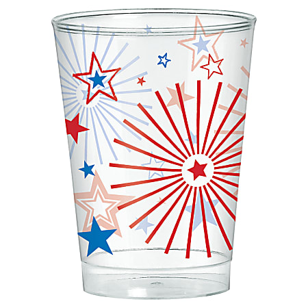 Amscan Patriotic Plastic Tumblers, 10 Oz, Clear, Pack Of 40 Tumblers