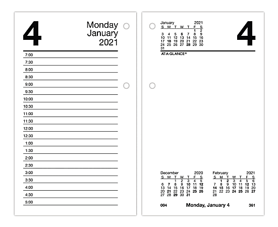 AT-A-GLANCE® Loose-Leaf Daily Desk Calendar Refill With Monthly Tabs, 3-1/2" x 6", January To December 2021, E717T50