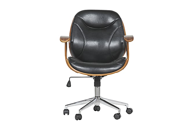 Baxton Studio Vincent Mid-Back Office Chair, Black/Walnut
