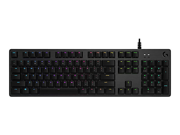 Logitech G512 RGB Mechanical Gaming Keyboard, GX Blue, USB Passthrough  - USB 2.0 Interface - English - Windows - Carbon - 920-008936