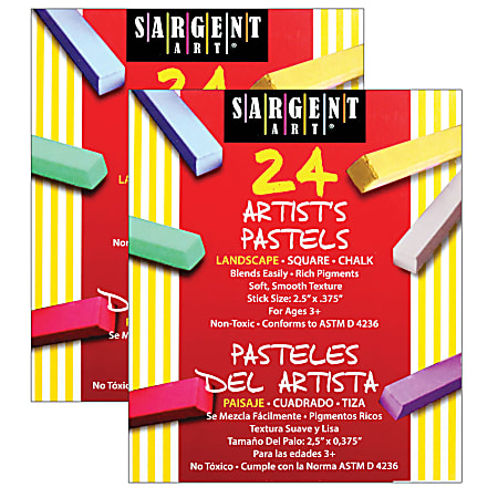 Sargent Art® Artist Square Chalk Pastels, Landscape Colors, 24 Per Pack, 2 Packs