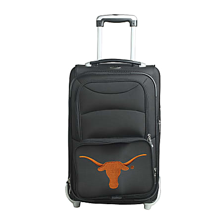 Denco Sports Luggage NCAA Expandable Rolling Carry-On, 20 1/2" x 12 1/2" x 8", Texas Longhorns, Black
