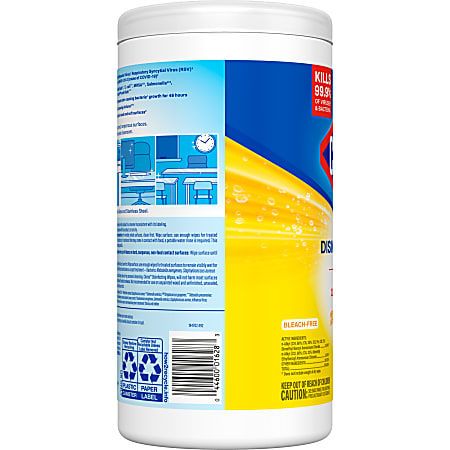 Clorox Disinfecting Wipes Bleach Free Cleaning Wipes Crisp Lemon 75 Count  Pack of 6