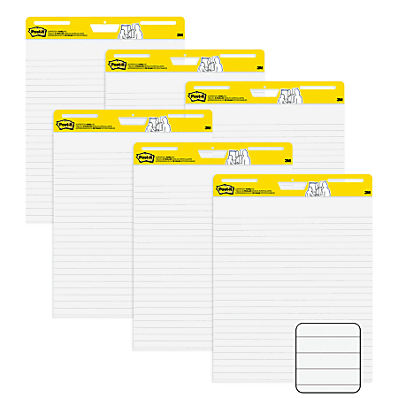 Post-it® Easel Pads, 25 in x 30 in, 6 Pads, 30 Sheets/Pad, 30 Sheets/Pad, Great for Virutal Teachers and Students, Yellow