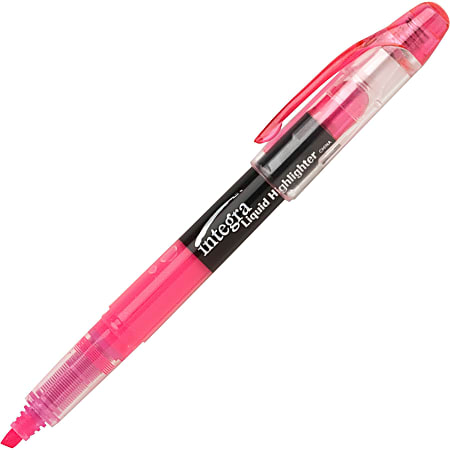 Integra Liquid Highlighters - Chisel Marker Point Style - Fluorescent Pink - 12 / Dozen