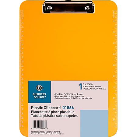 Sparco Plastic Clipboard With Flat Clip, 8 1/2"