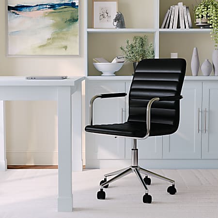Black upholstered office chair best sale