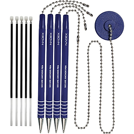 Nadex Coins NCS8-1180 4-Pack Secure Counter Ballpoint Pens (Blue) - Blue Ink - 4 / Pack