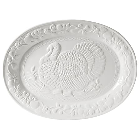 Gibson Home Ceramic Turkey Platter, 18-3/4", White