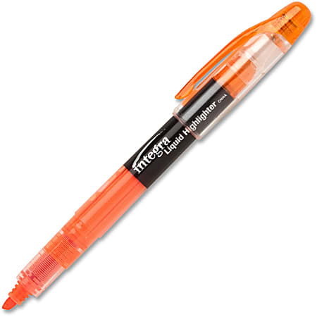 Integra Liquid Highlighters - Chisel Marker Point Style - Fluorescent Orange - 12 / Dozen