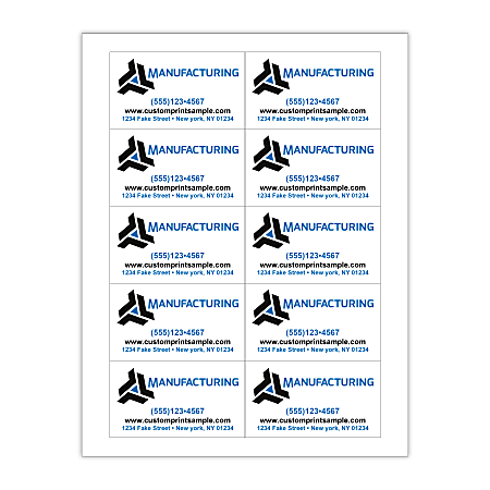 Custom 2-Color Laser Sheet Labels And Stickers, 2" x 3-1/2" Rectangle, 10 Labels Per Sheet, Box Of 100 Sheets