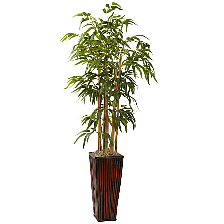 Nearly Natural 4'H Silk Bamboo Tree With Decorative Planter, Green