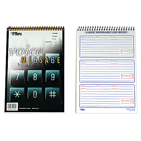 Office Depot® Brand Voice Message Log Books, 6" x 9", White Paper, Blue/Red Ink, 50 Pages