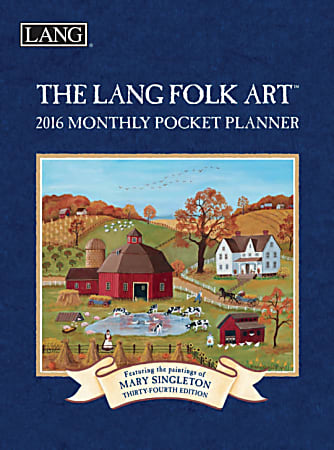 LANG 13-Month Monthly Pocket Planner, 4 1/2" x 6 1/2", LANG Folk Art, January 2016-January 2017