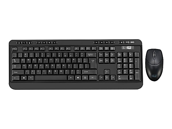 Adesso Antimicrobial Wireless Desktop Keyboard and Mouse Combo, Black