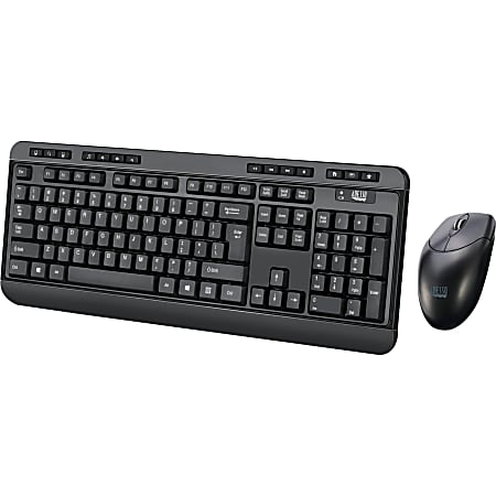 Adesso Antimicrobial Wireless Desktop Keyboard and Mouse Combo, Black