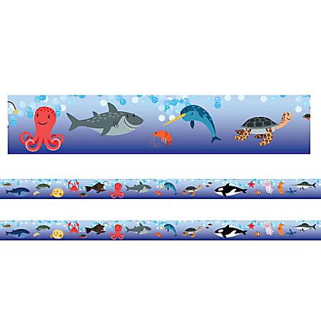 Charles Leonard Rectangle Cut Borders/Trims, Sea Life, 24’ Per Pack, Set Of 2 Packs