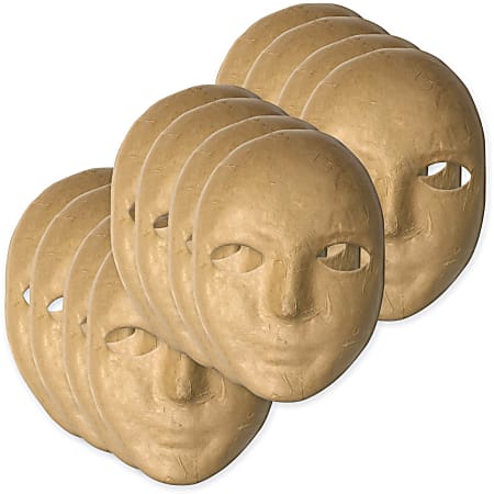 Creativity Street Paper Mache Masks - Decoration - 8" x 6" x 3" - 12 / Set - Natural - Paper