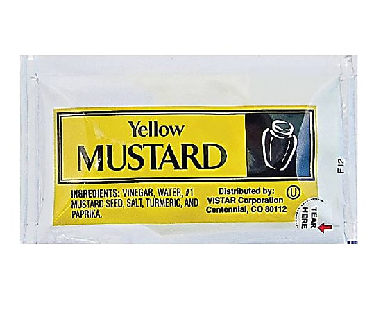 Vistar Mustard Single-Serve Packets, 0.16 Oz, Pack Of