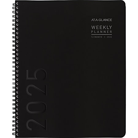 2025 AT-A-GLANCE® Contemporary Lite Weekly/Monthly Planner, 8-1/4" x 11", Black, January To December, 7095XL05