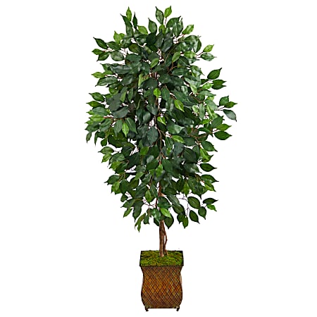Nearly Natural Ficus 51”H Artificial Plant With Metal Planter, 51”H x 21”W x 19”D, Green/Brown