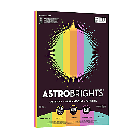 Astrobrights® Bright Cover Paper, Letter Paper Size, 65 Lb, FSC® Certified, Limited Edition Assorted Colors 2, Ream Of 75 Sheets
