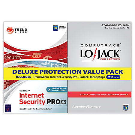 Trend Micro™ Internet Security Pro And Computrace® LoJack® For Laptops, Standard Edition, Traditional Disc