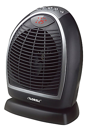 Lorell® 1500 Watts Electric Fan Heater, 2 Heat Settings, 11.7"H x 9.1"W, Black