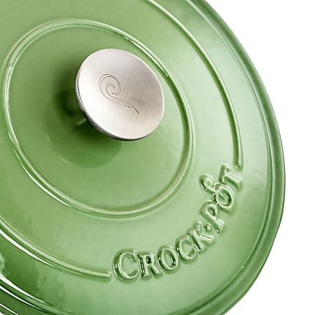 Crock-Pot Artisan 2 Piece 5 Quarts Enamled Cast Iron Dutch Oven in  Pistachio Green 