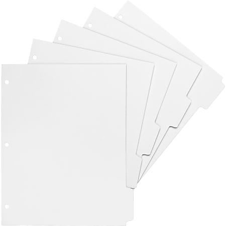 Sparco Print-On Tab Dividers, 3-Hole Punched, White, Box Of 50