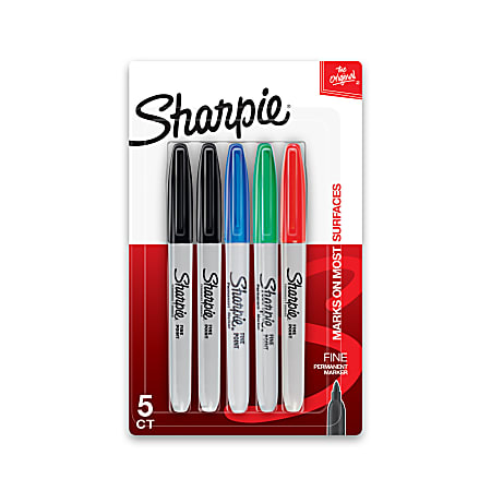 Sharpie Permanent Fine Point Markers Assorted Colors Pack Of 5 Markers -  Office Depot