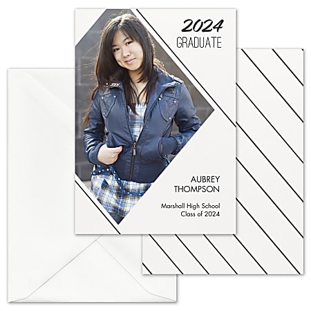 Custom Portrait Graduation Photo Announcements With Envelopes, 5" x 7", Diamond, Box Of 25 Cards