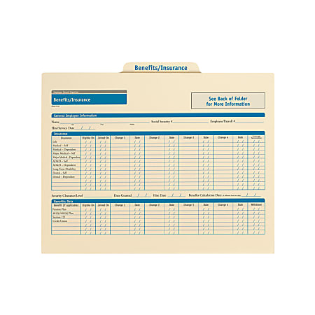 ComplyRight Benefits/Insurance Folders, 11 3/4&quot; x 9