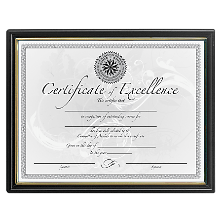 DAX Black & Gold Certificate Frames - Holds 8.50" x 11" Insert - 18 / Pack - Black