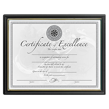 DAX Certificate Frame, 8-1/2" x 11", Black/Gold