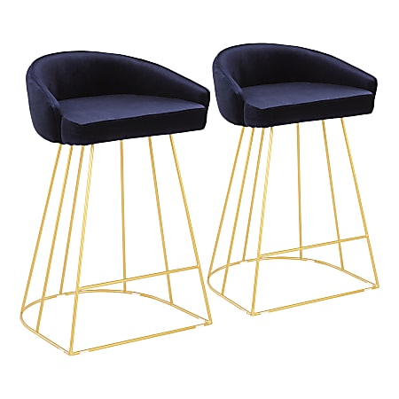 LumiSource Canary Contemporary Counter Stools, Gold/Blue, Set Of 2 Stools