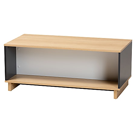Baxton Studio Modern And Contemporary Storage Coffee Table, 16-1/16"H x 39-7/16"W x 19-3/4"D, Oak Brown/Gray 